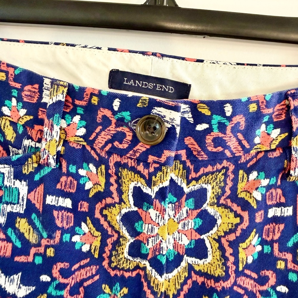 Lands’ End Mosaic Cropped Chino Pants Women’s 6 Mid Rise Coastal Preppy - Picture 11 of 11